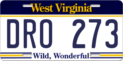WV license plate DRO273