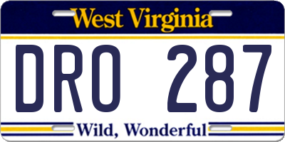 WV license plate DRO287