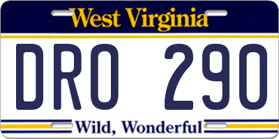 WV license plate DRO290
