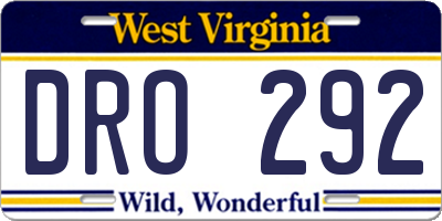 WV license plate DRO292
