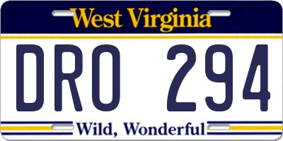 WV license plate DRO294