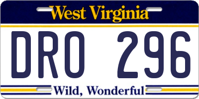 WV license plate DRO296