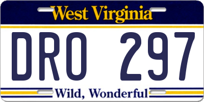 WV license plate DRO297
