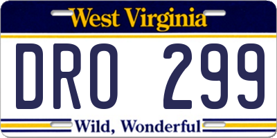 WV license plate DRO299