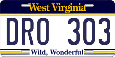 WV license plate DRO303