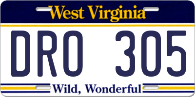 WV license plate DRO305