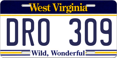 WV license plate DRO309