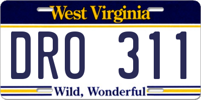 WV license plate DRO311