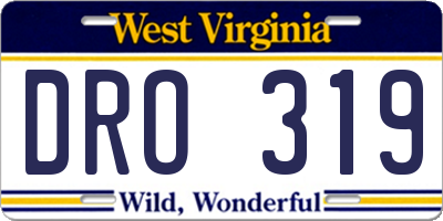 WV license plate DRO319