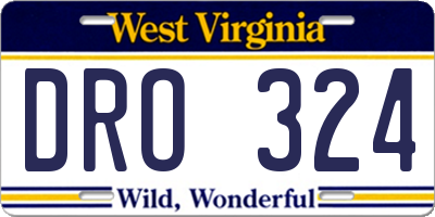 WV license plate DRO324
