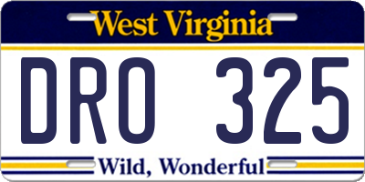 WV license plate DRO325