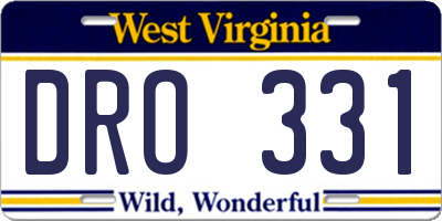 WV license plate DRO331