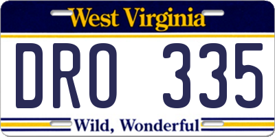 WV license plate DRO335