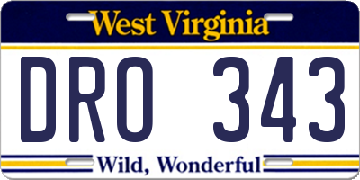 WV license plate DRO343