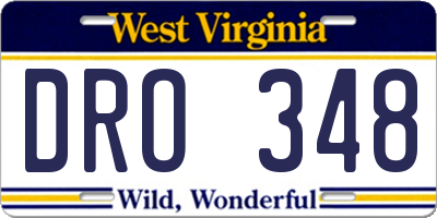 WV license plate DRO348