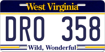 WV license plate DRO358