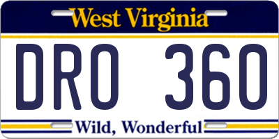 WV license plate DRO360