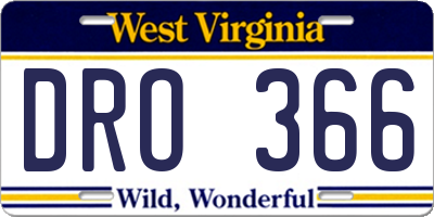 WV license plate DRO366
