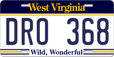WV license plate DRO368