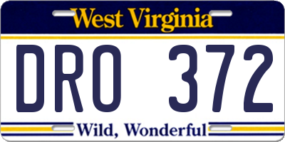 WV license plate DRO372