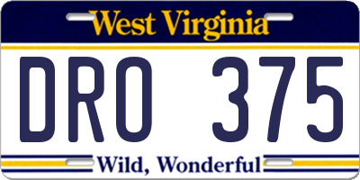 WV license plate DRO375