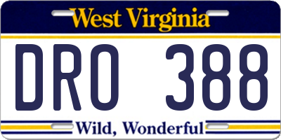 WV license plate DRO388