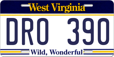 WV license plate DRO390