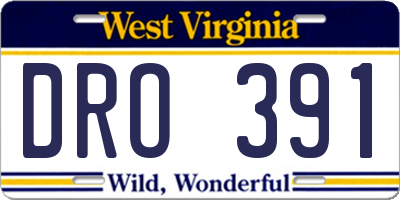 WV license plate DRO391