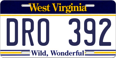 WV license plate DRO392
