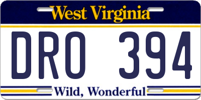 WV license plate DRO394