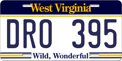 WV license plate DRO395