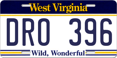 WV license plate DRO396
