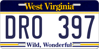 WV license plate DRO397