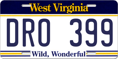 WV license plate DRO399