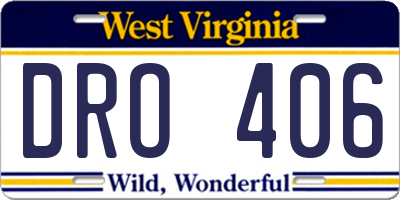 WV license plate DRO406