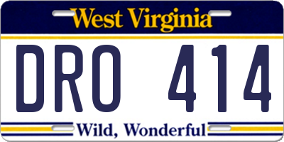 WV license plate DRO414