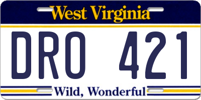 WV license plate DRO421