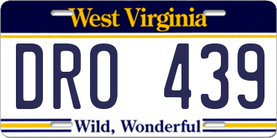 WV license plate DRO439