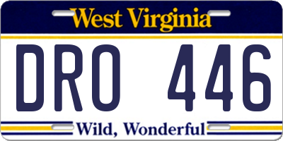 WV license plate DRO446