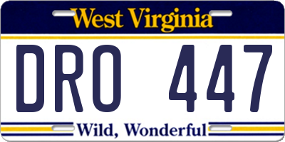 WV license plate DRO447