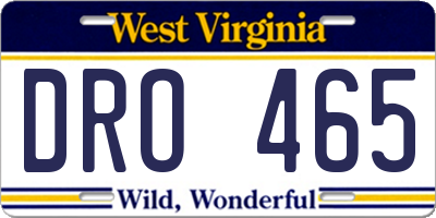 WV license plate DRO465