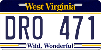 WV license plate DRO471