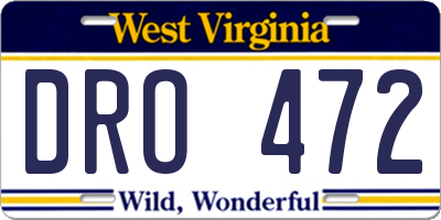 WV license plate DRO472