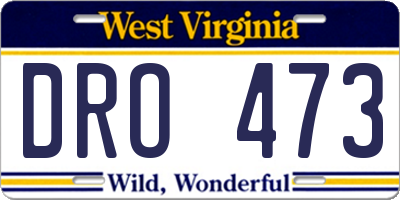 WV license plate DRO473