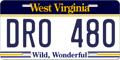 WV license plate DRO480