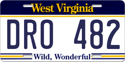 WV license plate DRO482