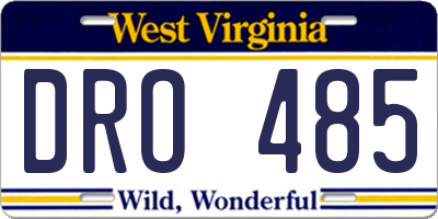 WV license plate DRO485