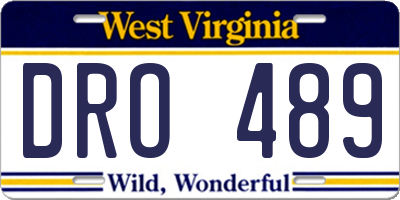 WV license plate DRO489