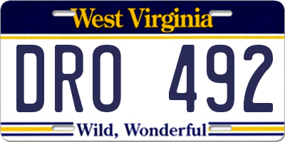 WV license plate DRO492