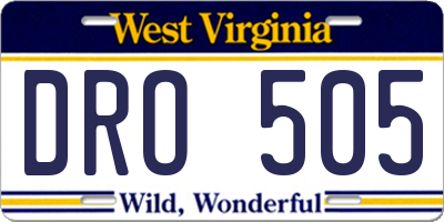 WV license plate DRO505